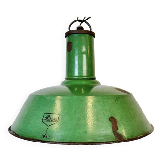 Grande Lampe à Suspension Industrielle en Émail Vert de Revo, 1940s