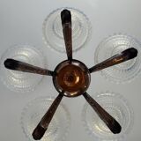 Art Deco lustre, opalescent glass, Ezan & Petitot, signed.