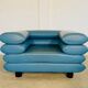Chaise lounge suédoise vintage rétro en cuir turquoise