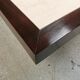 Table basse vintage travertin et bois design 1970