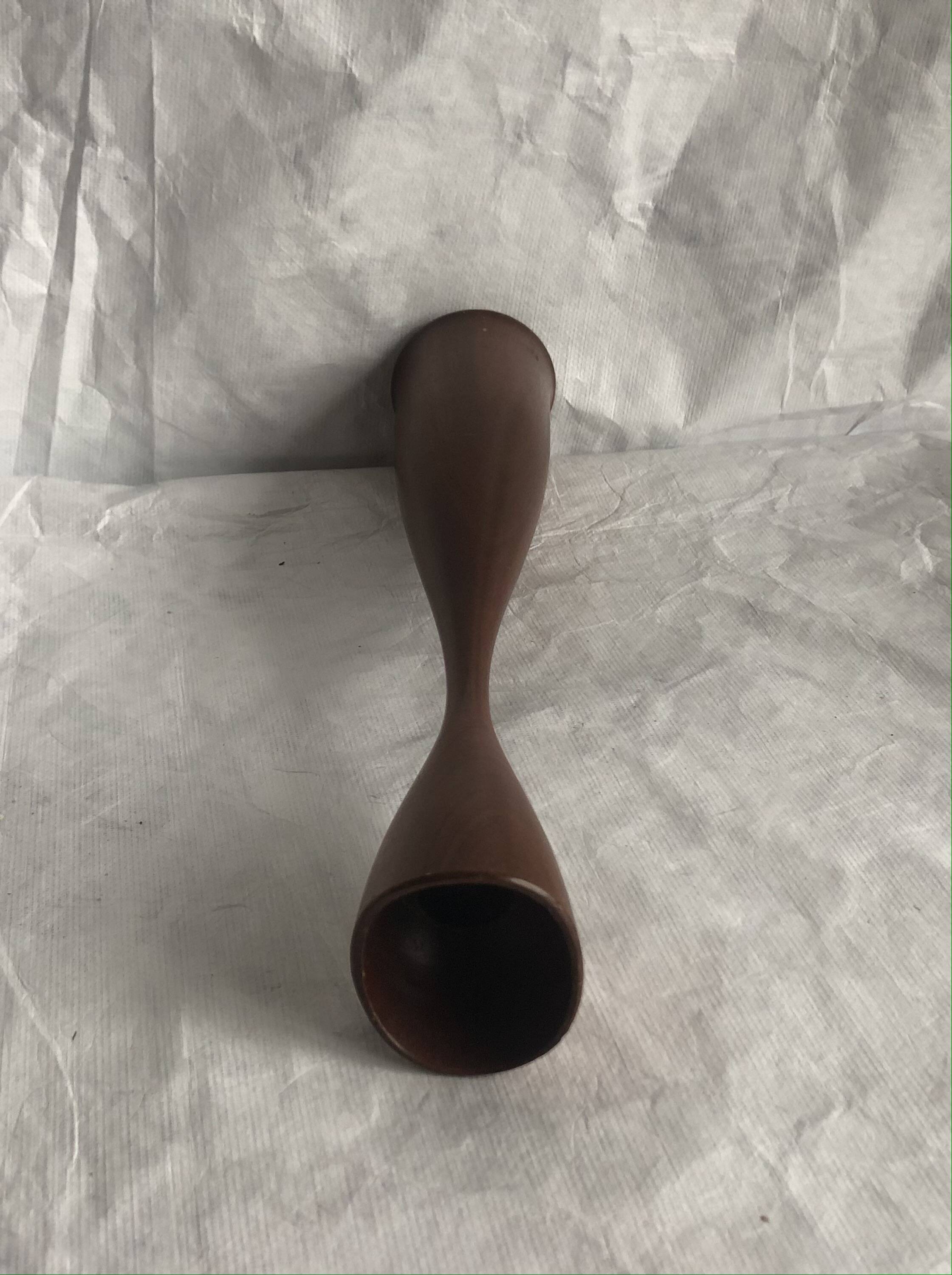 Vintage oiled teak wood candle holder, Scandinavian design