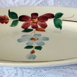 Plat oval ancien  en faience St Amand n° 7011  motif fleurs