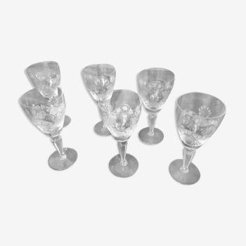Ancient 6 Bohemian Crystal Glasses