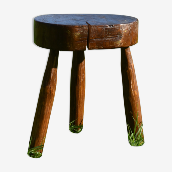 Tabouret brutaliste tripode ancien