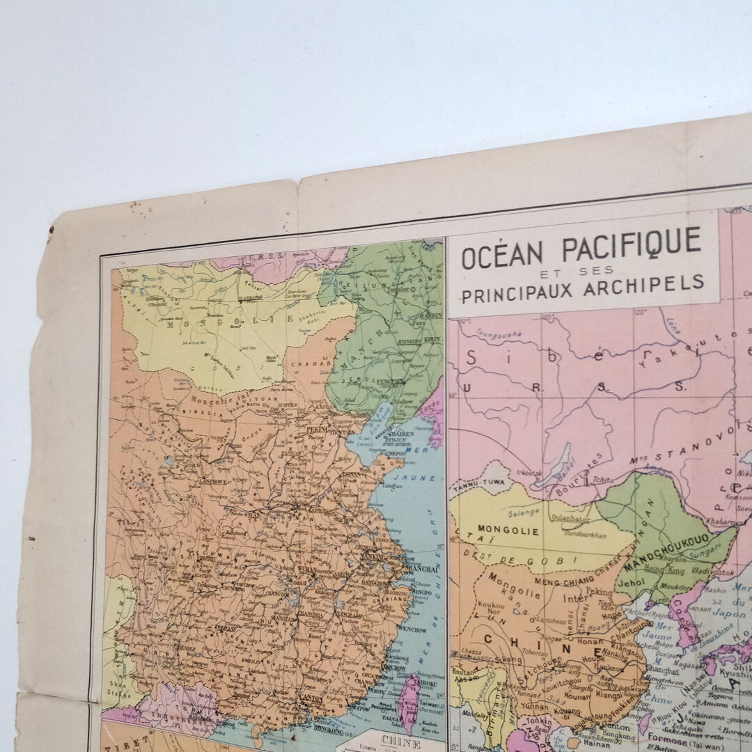 Ancient Pacific Ocean map and its archipelagos Edition Girard 99 by 65cm