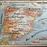 Affiche scolaire ancienne Vidal Lablache n°31 – Espagne et Portugal