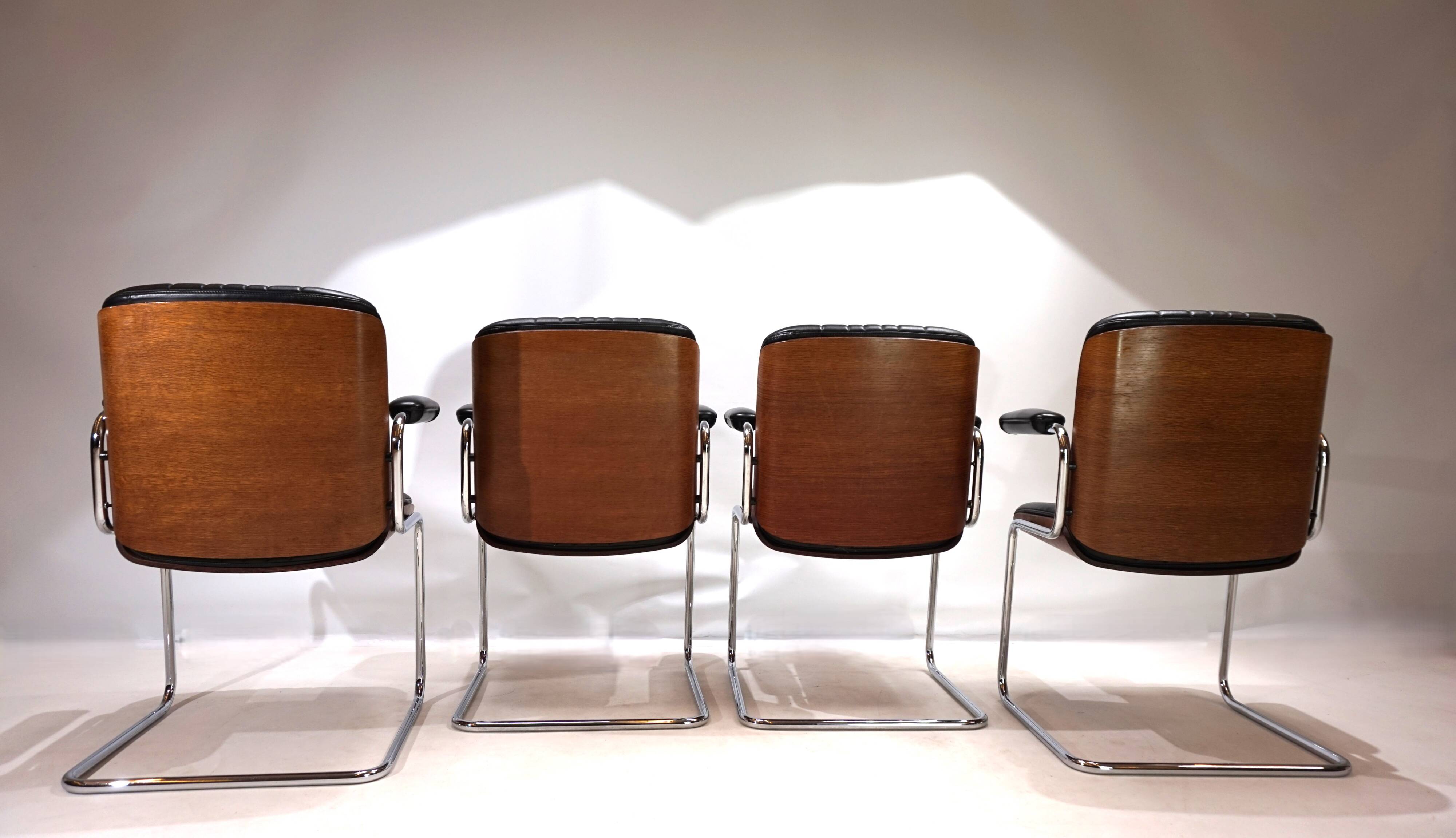 Set of 4 Martin Stoll Leather Dining/Conference Chairs by Professor Karl Dittert