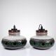 Pair of large Herda pendant lights in glazed ceramic, 1970s