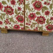 Armoire - penderie - Ancienne - Bois - Tissu Floral - Artisanal