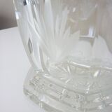 Champagne bucket in cut, engraved, thick crystal, signed "cristal de Lorraine"