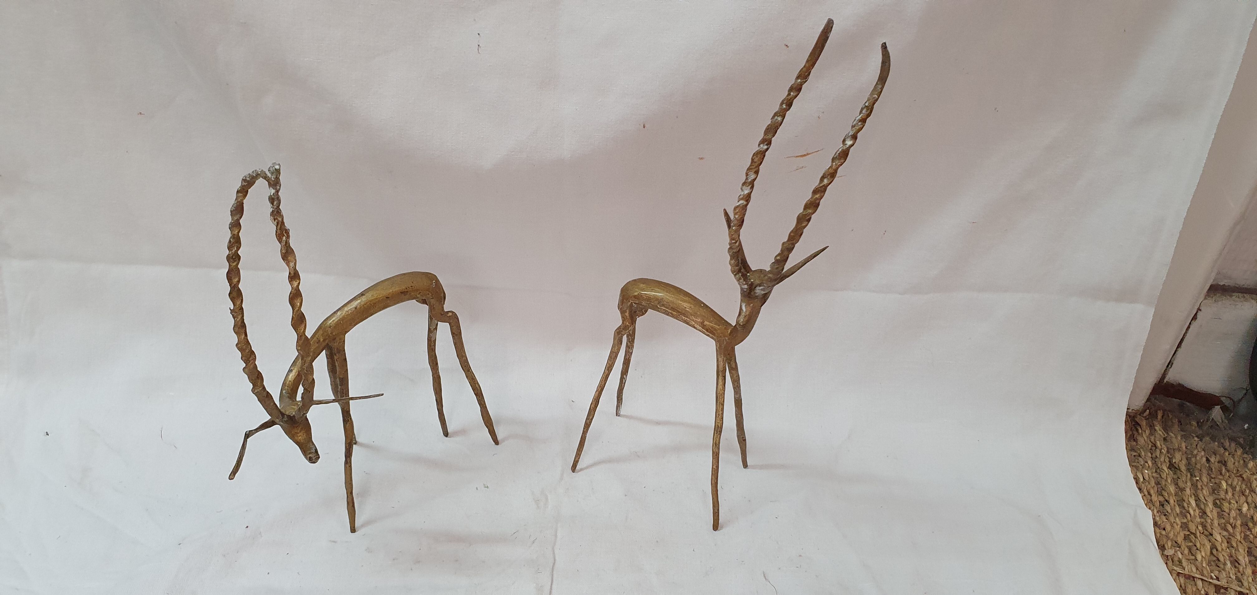 2 gazelles in African bronze, 1970