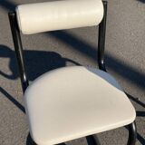 Pair of 1980s high chairs in leather and metal