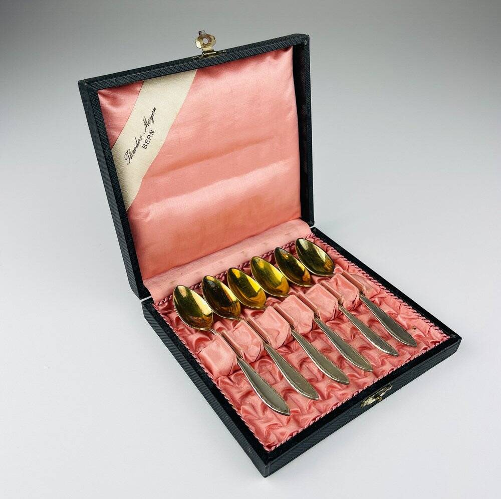 Silver tea spoons by Theodor Meyer Bern from Berndorf, 1920s, set of 6.