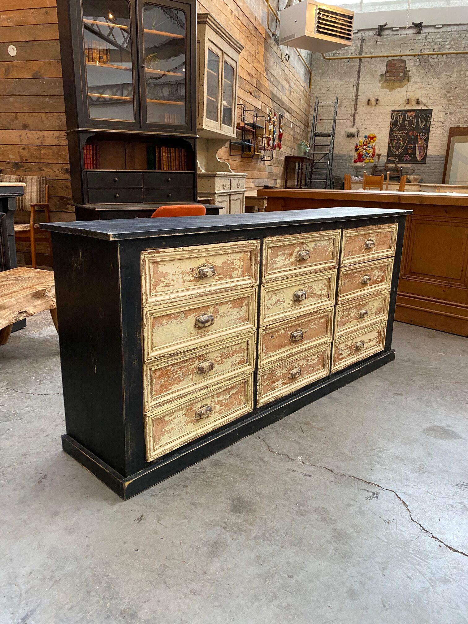 Old loom cabinet with drawers