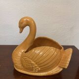 Swan shaped planter in 70s earthenware apricot orange color