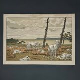 Lithograph by Henri Rivière, Aspects of Nature - The Bay