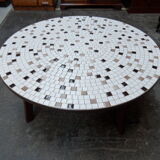 Mid-Century round coffee table with tiles 1960s