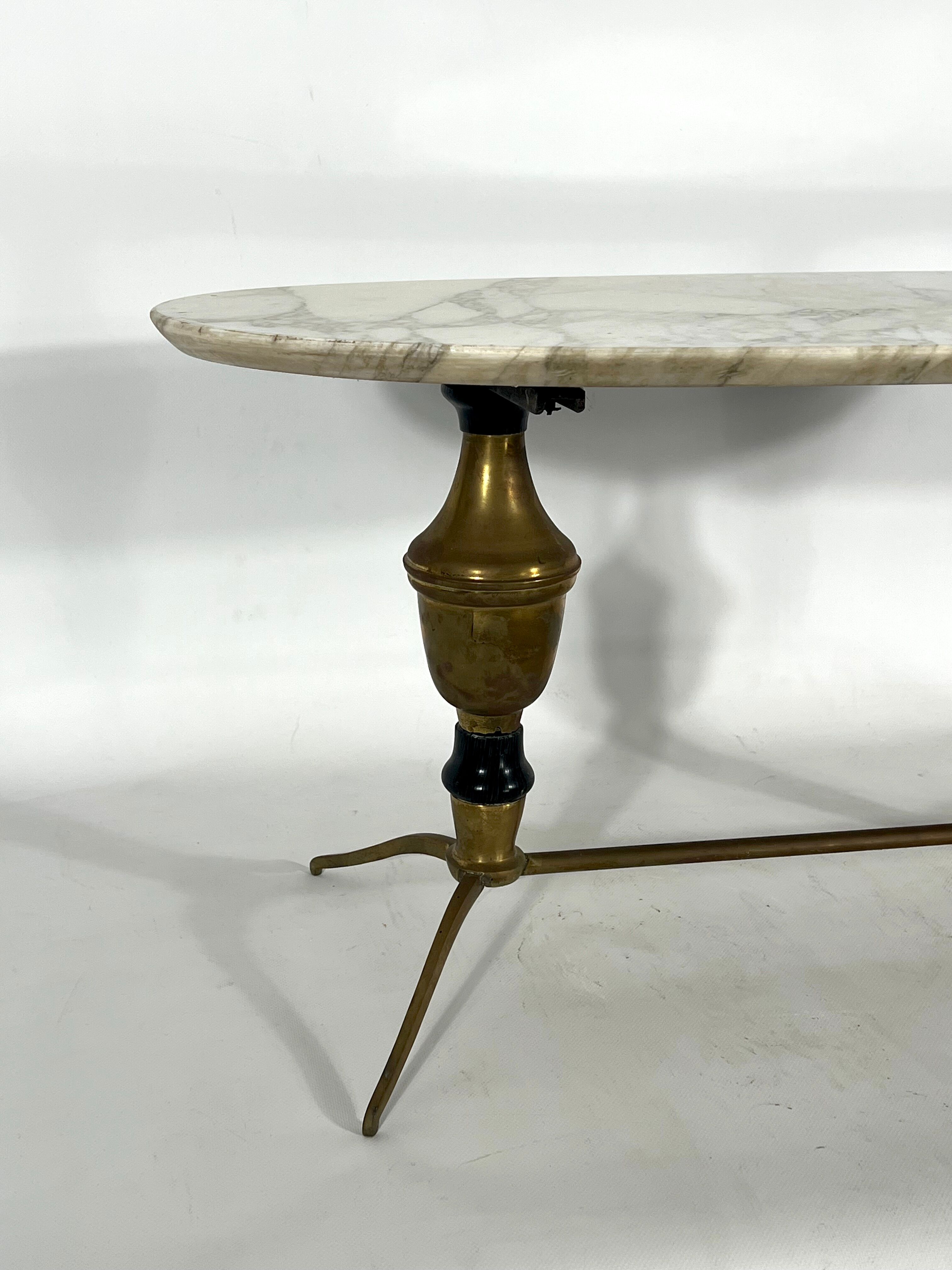 Vintage brass and marble coffee table. Italy 1950s