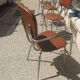 Set of 4 armchairs in chromed metal and brown imitation leather, circa 1960
