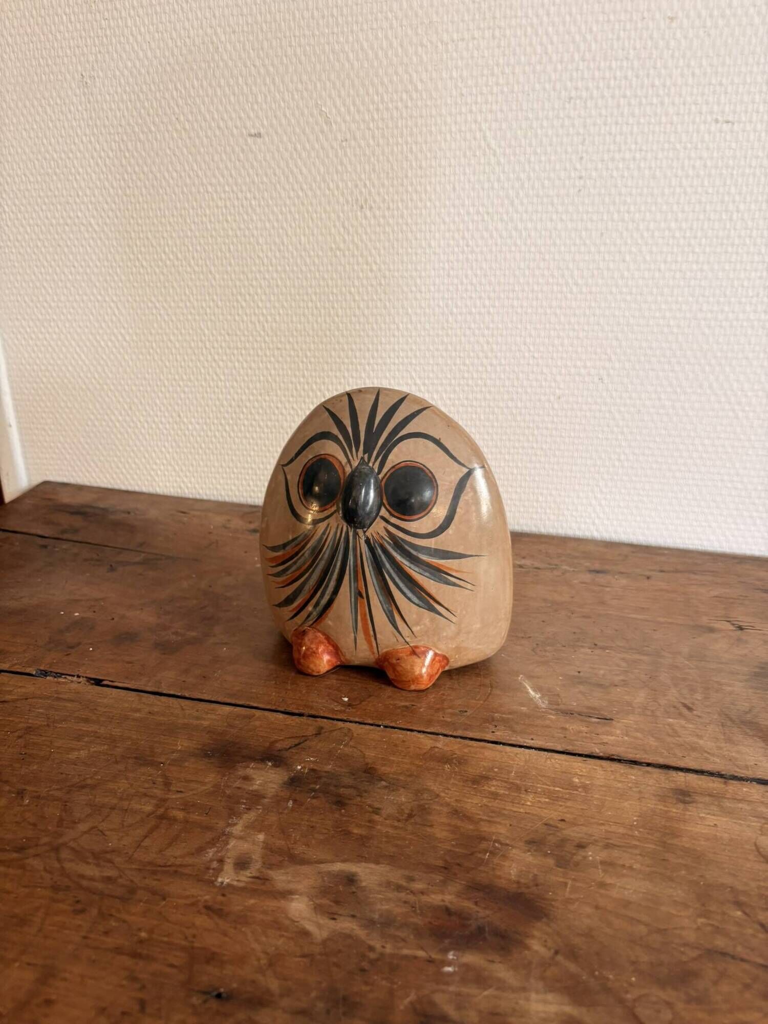 Sculpture Owl Ceramic Polished Tonala Jalisco Mexico Hech