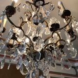 Bagués chandelier bronze and crystal 9 fires 1940