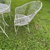 Italian garden furniture, vintage furniture, table and 4 wrought iron chairs