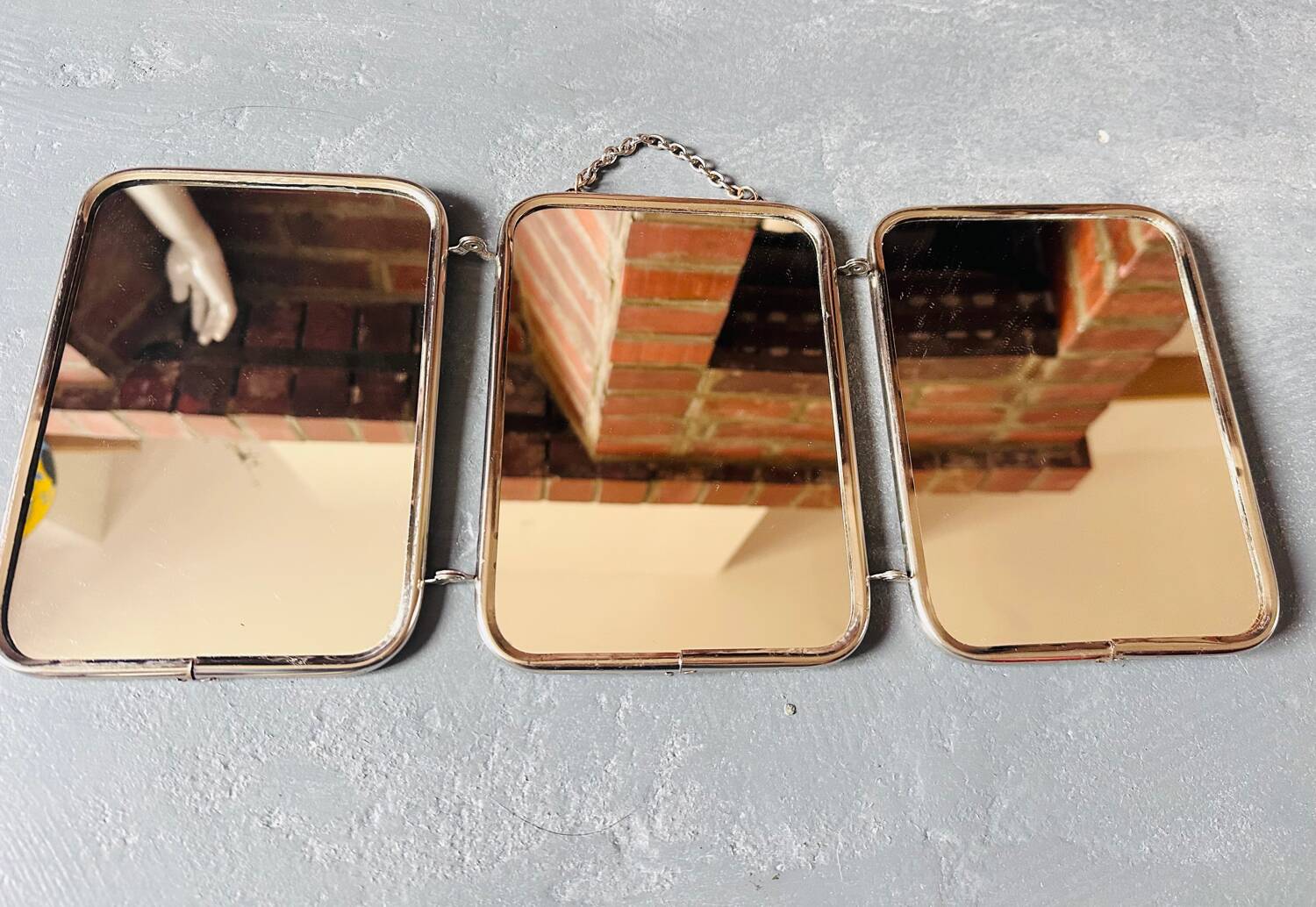Miroir triptyque de barbier vintage