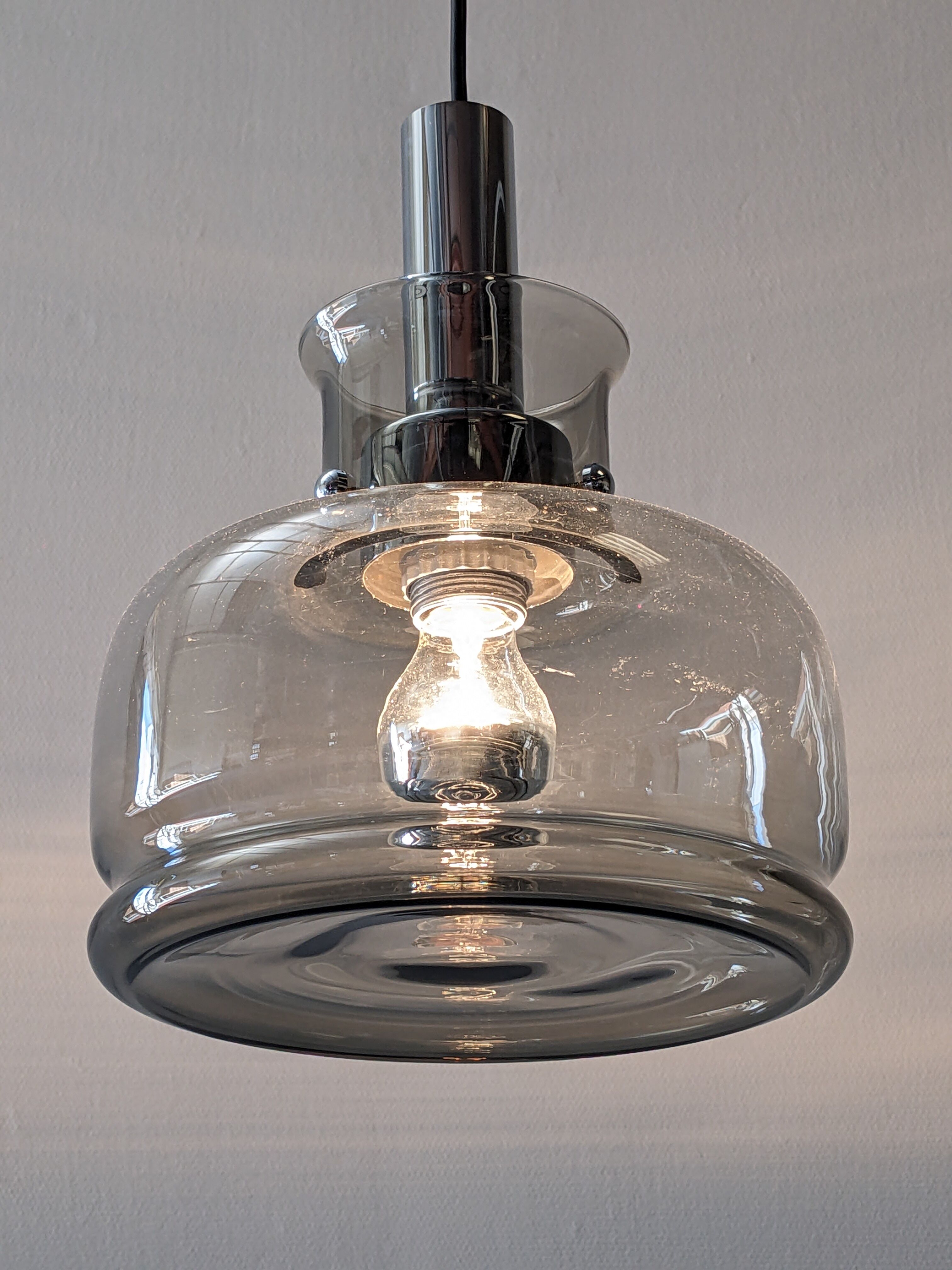 Smoked glass suspension from the 60s/70s by Limburg