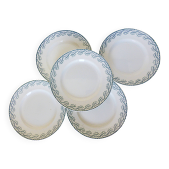 5 assiettes plates en terre de fer de St Amand modèle Réjane 210726