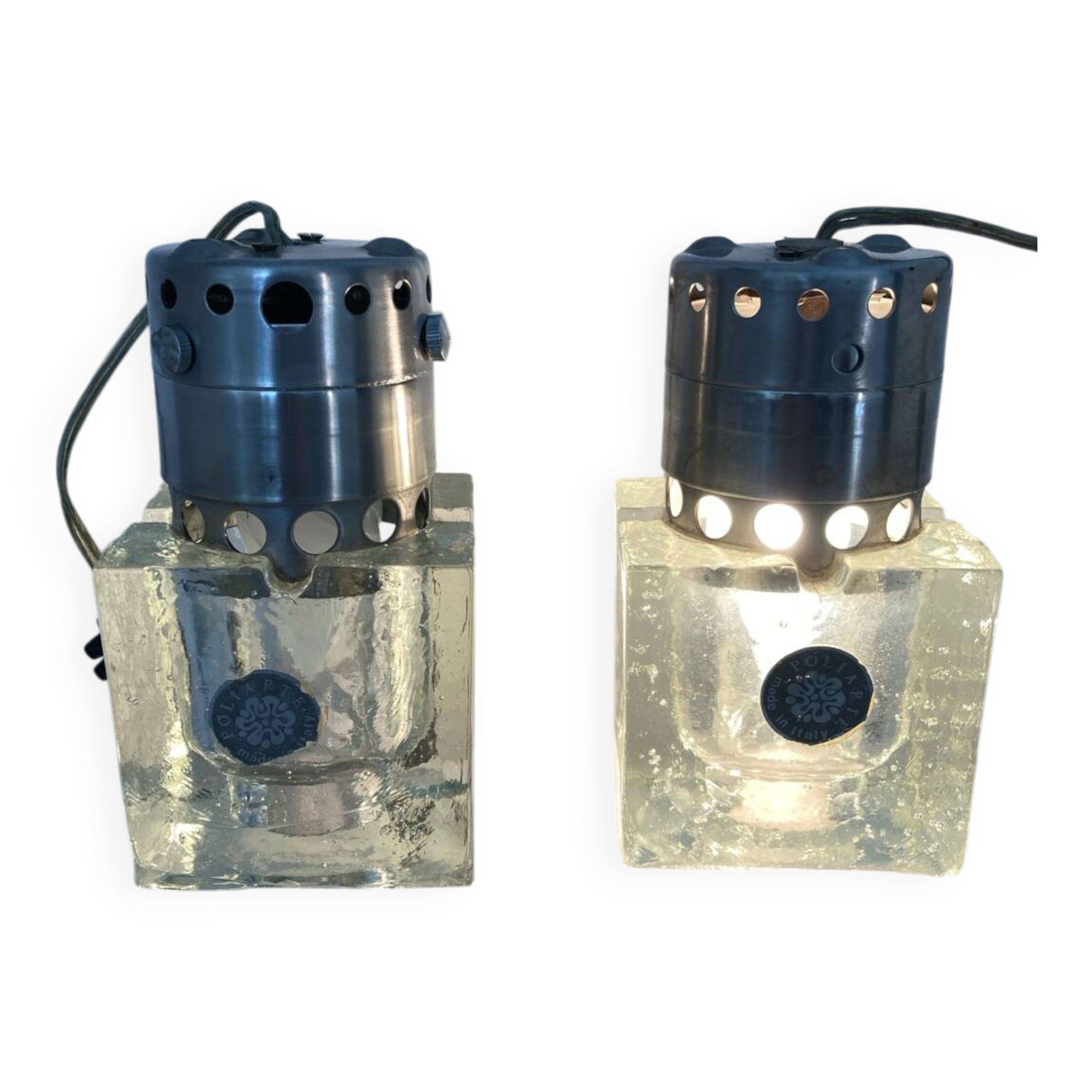 2 spotlights by Sciolari for Poliarte Murano glass vintage