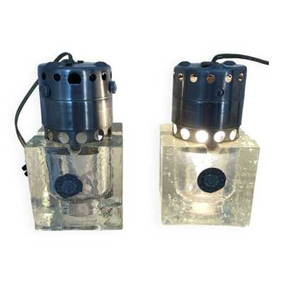 2 lampes spots vintage en verre de Murano par Sciolari pour Poliarte