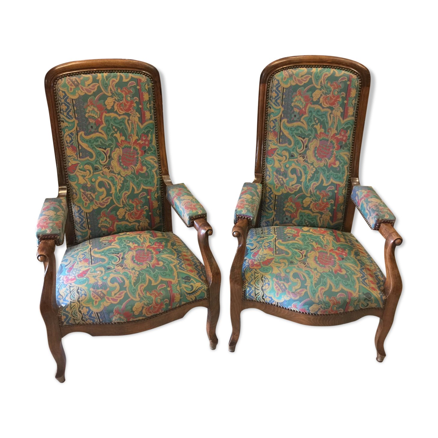 Pair of Voltaire walnut chairs
