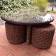 Living room set, vintage rope coffee table with 4 stools 1950