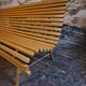 Vintage French garden bench in pine, mid-20th century.