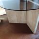 Table basse marbre travertin verre fumé vintage