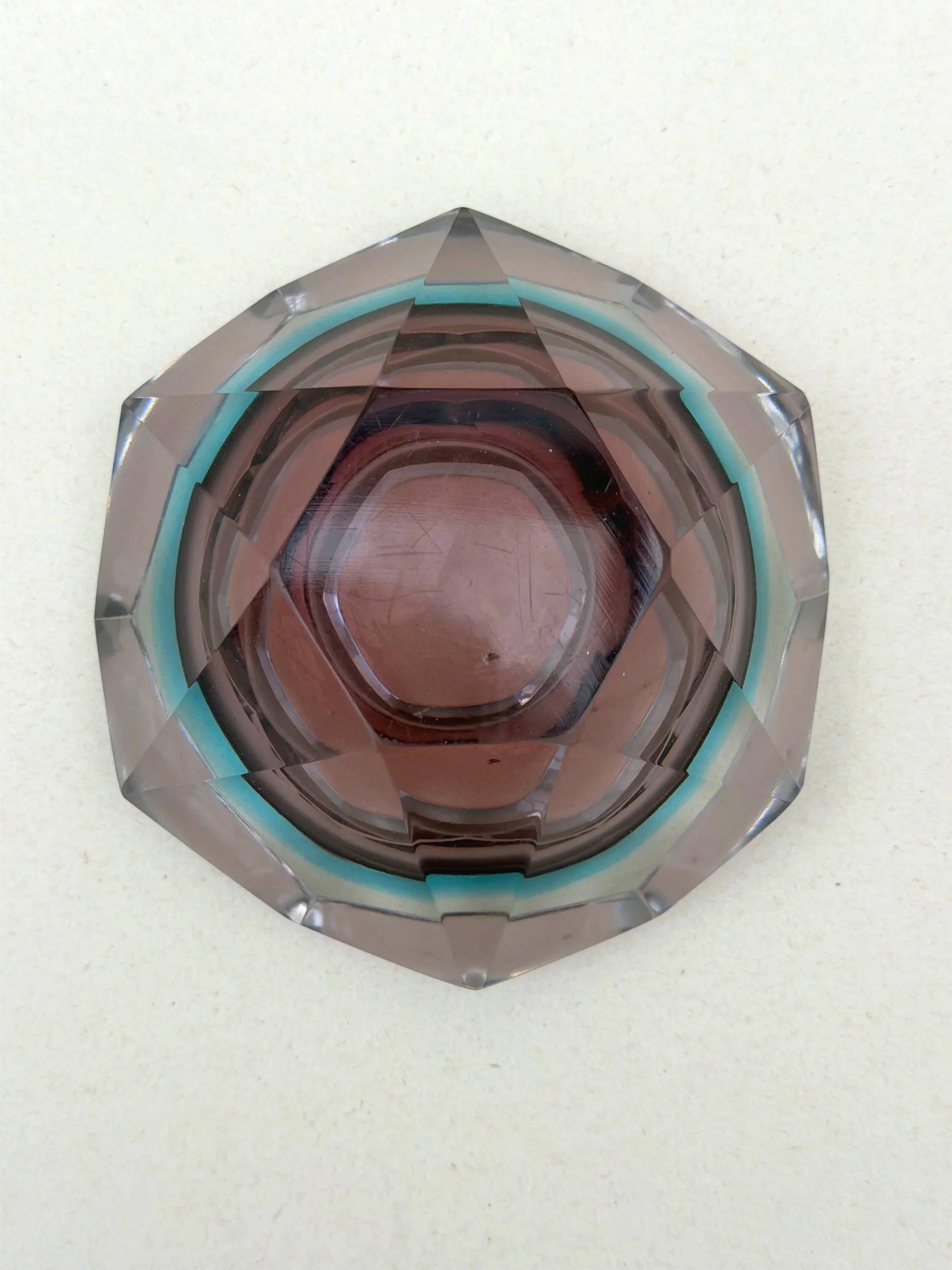 Murano-style trinket tray - Sommerso blown glass, Italy 1970