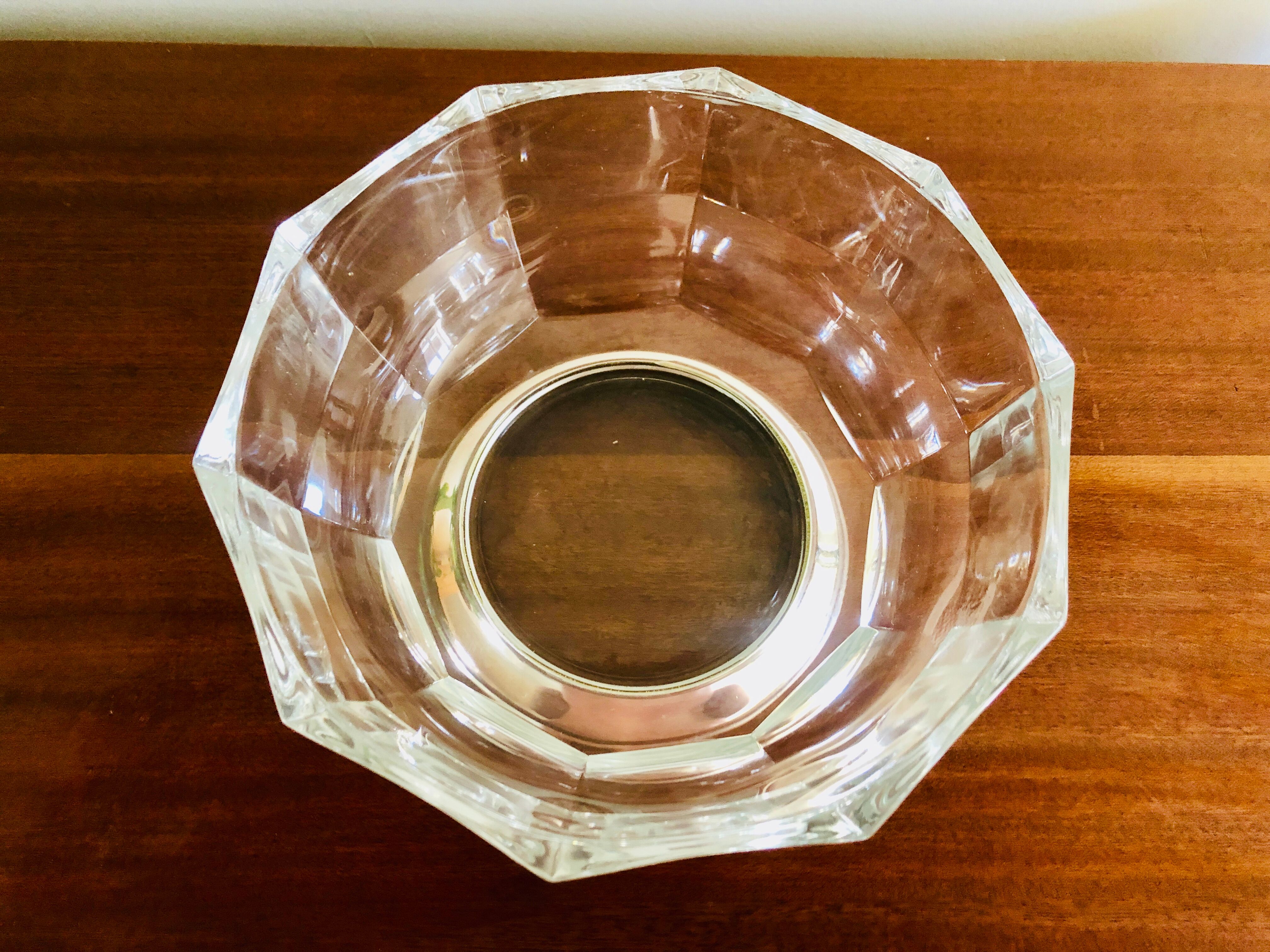 Italian salad bowl crystal silver 1970