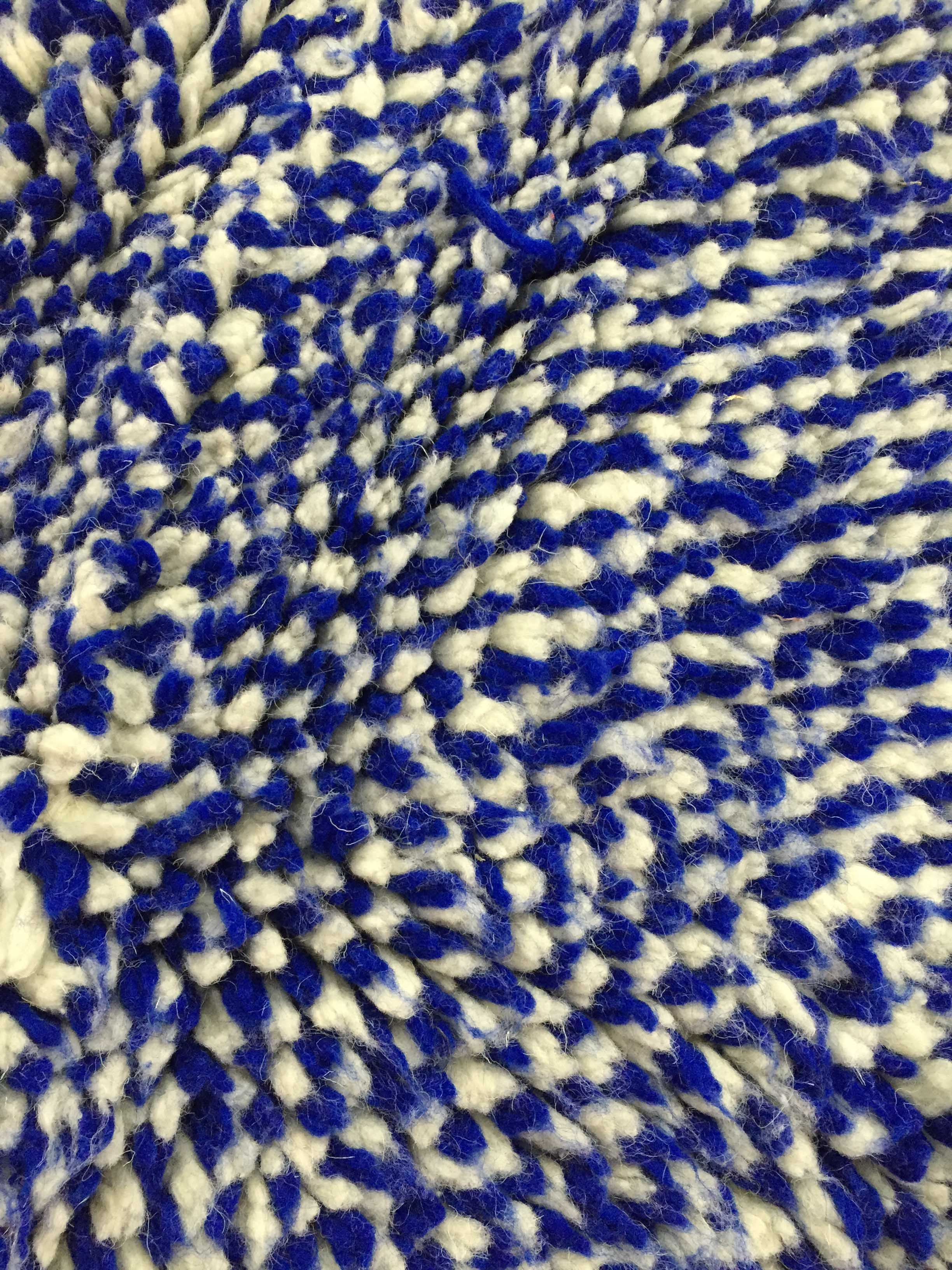 Moroccan Berber carpet Beni Ouarain ecru speckled blue majorelle 145x118cm