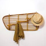 Rattan coat rack with 4 hooks, Italy, 1960s.