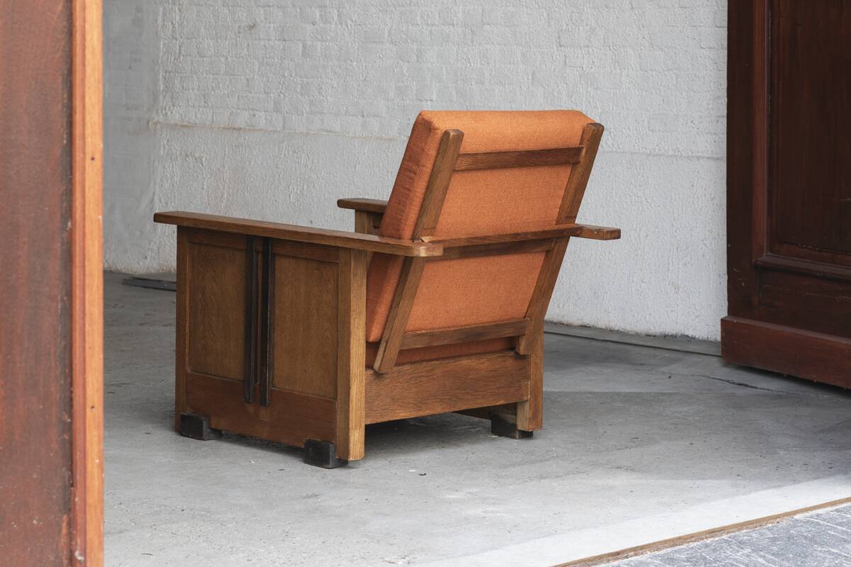 Reclining easy chair, Amsterdamse school, Dutch design, 1930s