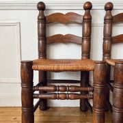 Pair of rustic chairs in the style of Charles Dudouyt.