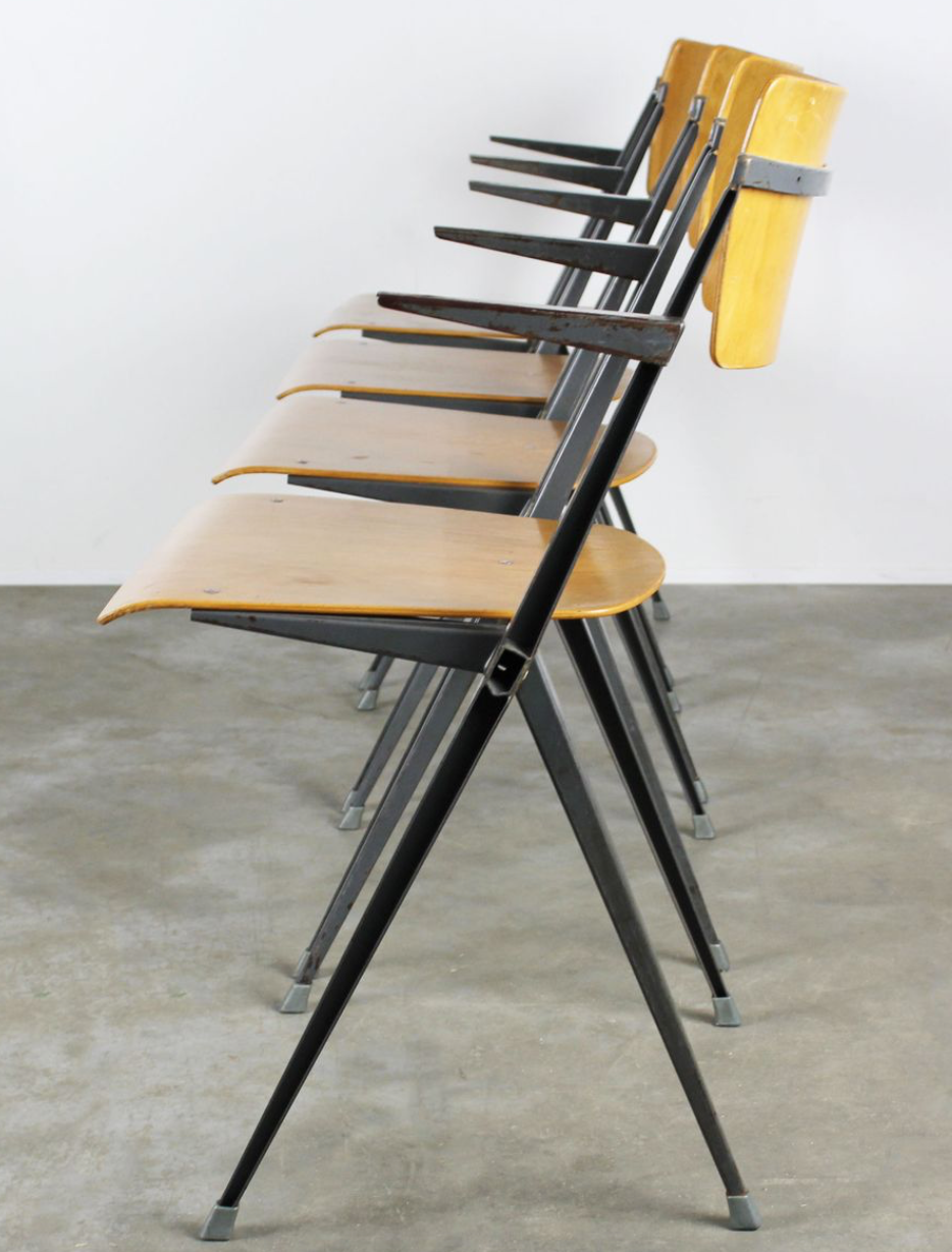 Vintage Pyramid chairs with armrests by Wim Rietveld
