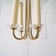 Chandelier antique four flames with glass beads, brass, boho lamp