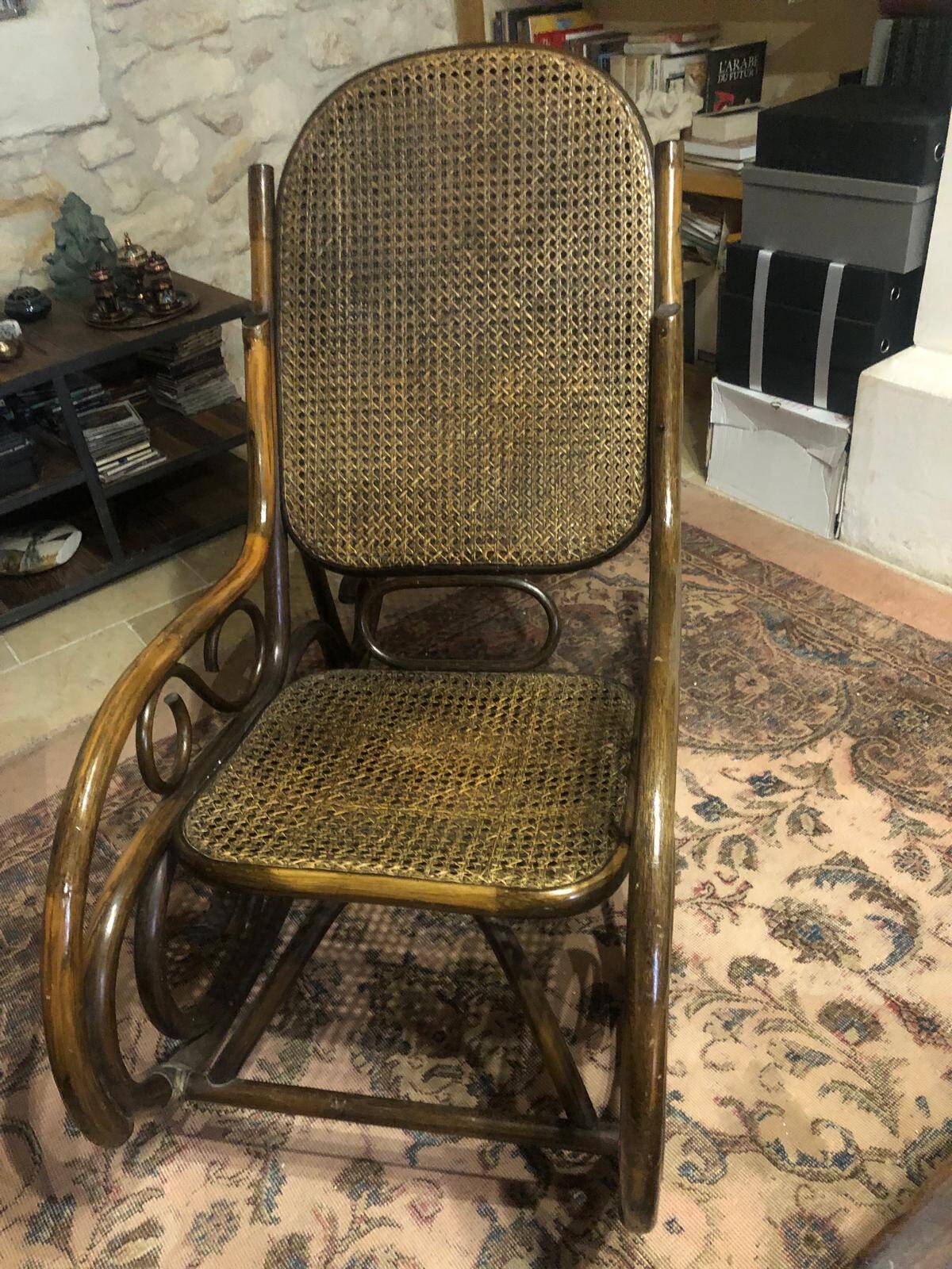 Rattan and cane rocking chair from the 1980s.