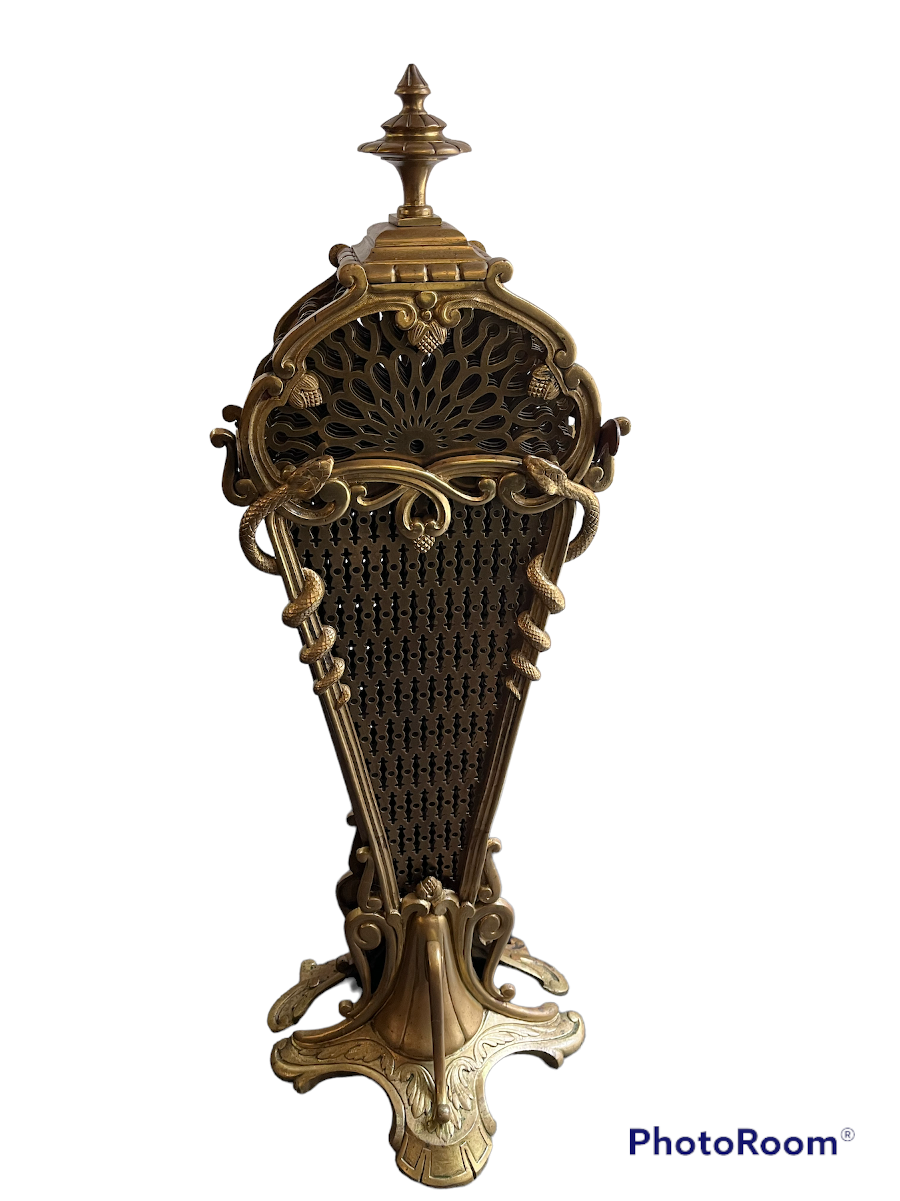 Fire screen fireplace fan bronze snake model