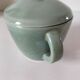 Covered sugar bowl in celadon ceramic – modernist lines