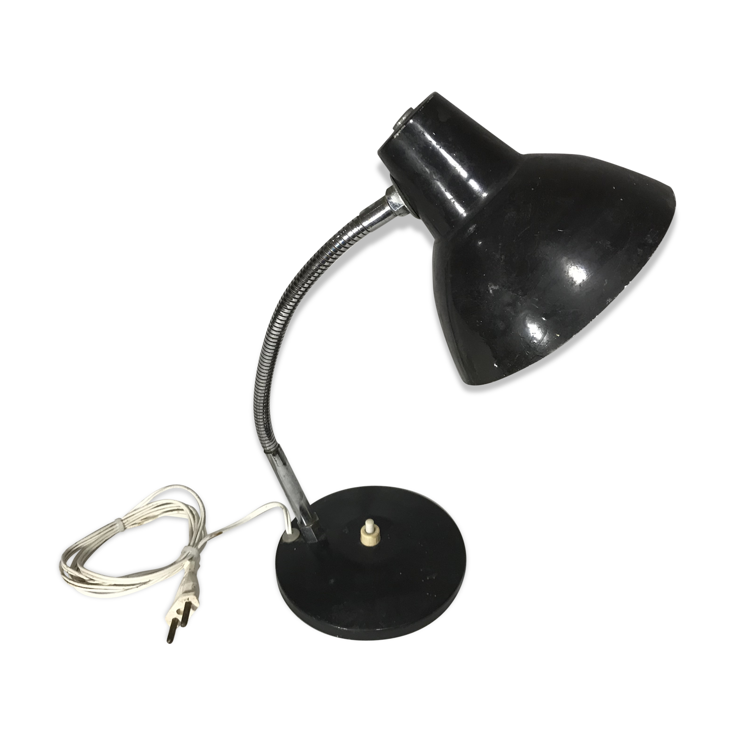 Lamp 70 vintage Brown metal and chrome years flexible table