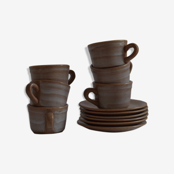 Lot of 6 coffee cups in sandstone