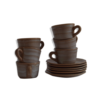 Lot of 6 coffee cups in sandstone