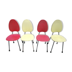 Série de 4 chaises vintage rouge